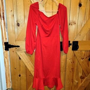 Grace Karin long sleeve red dress